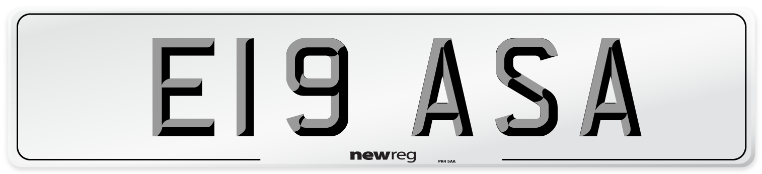 E19 ASA Number Plate from New Reg